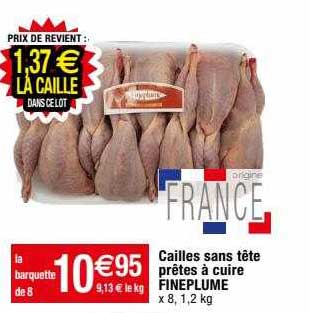 cailles sans tête prêtes à cuire fineplume