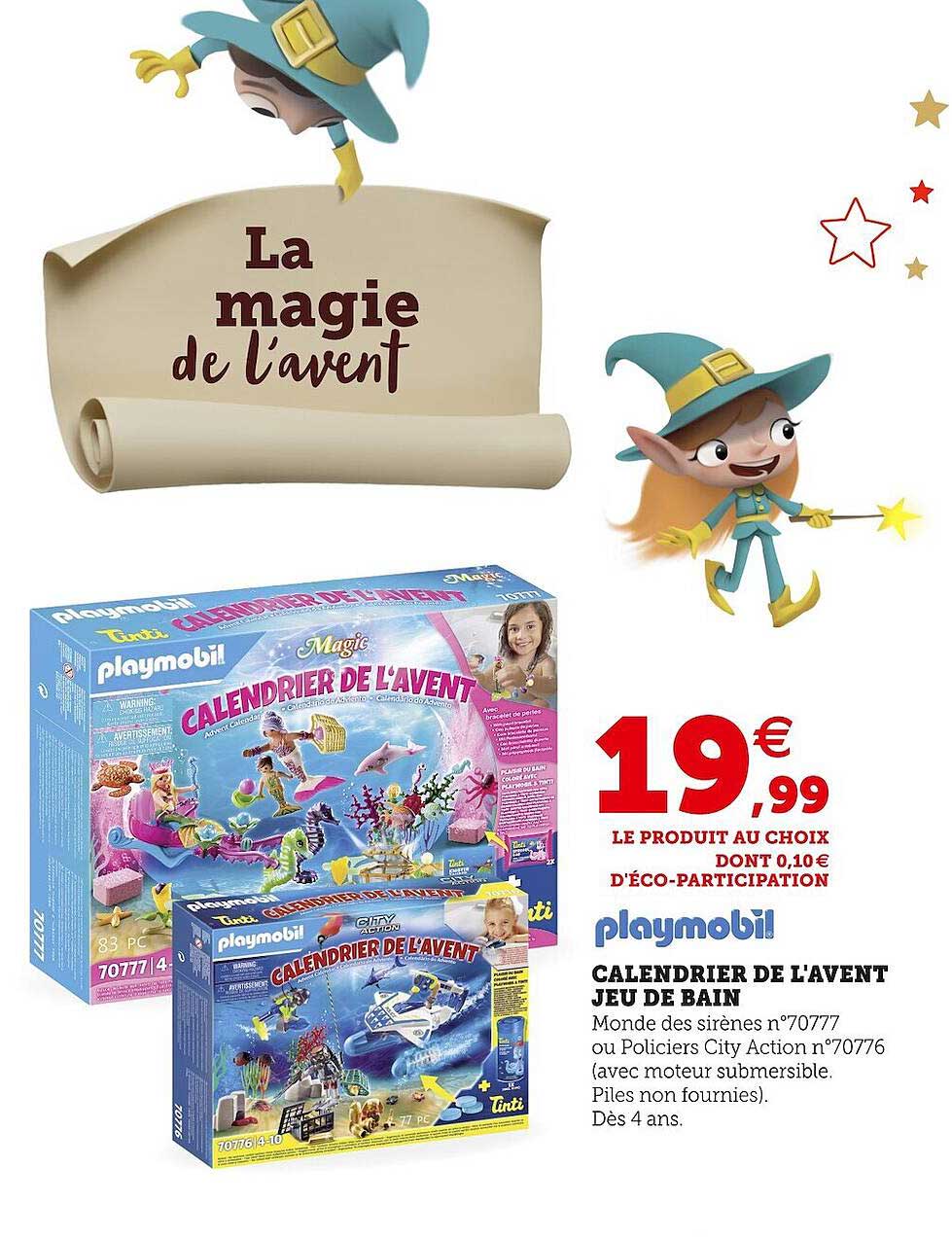 calendrier de l'avent jeu de bain playmobil