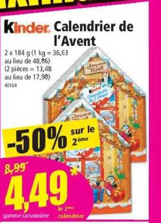 calendrier de l'avent kinder