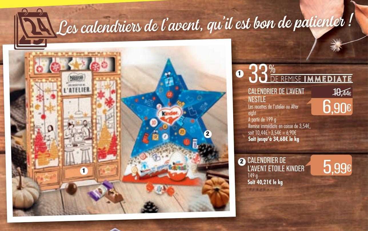 calendrier de l'avent nestlé,  calendrier de l'avent étoile kinder