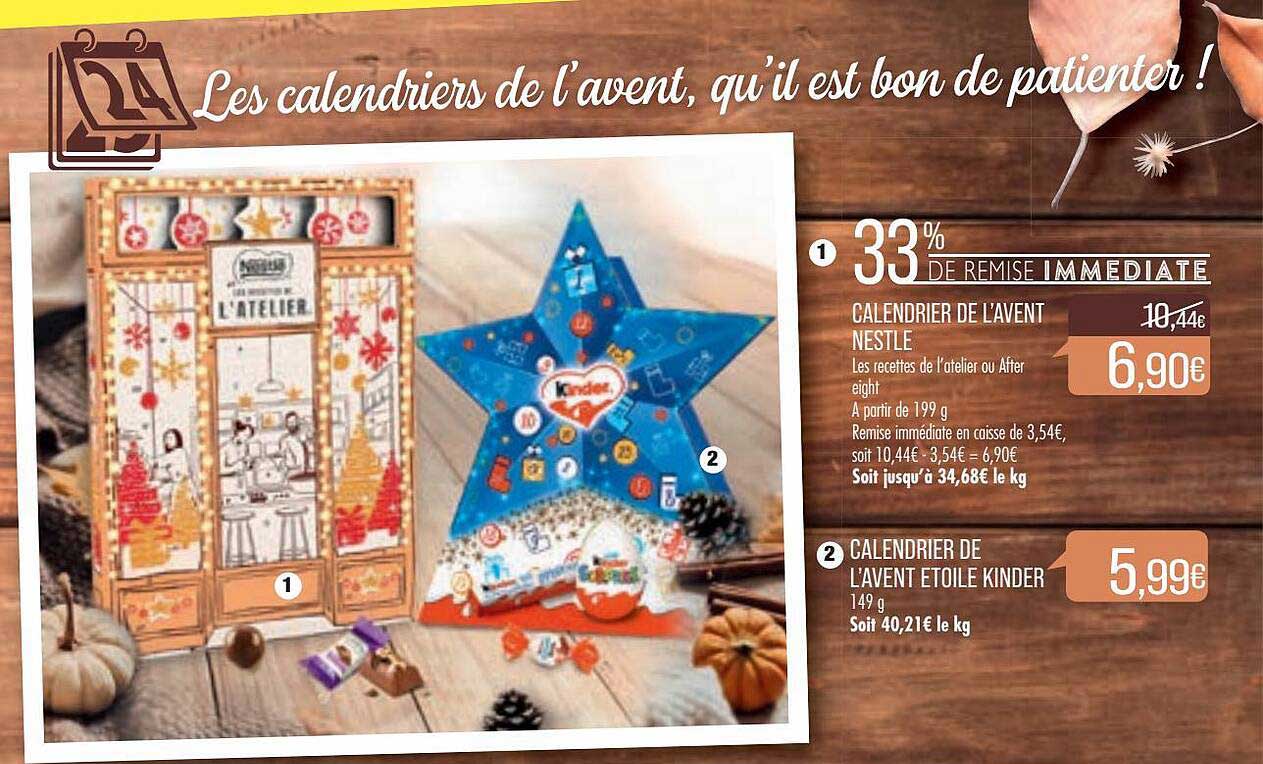 calendrier de l'avent nestlé, calendrier de l'avent étoile kinder