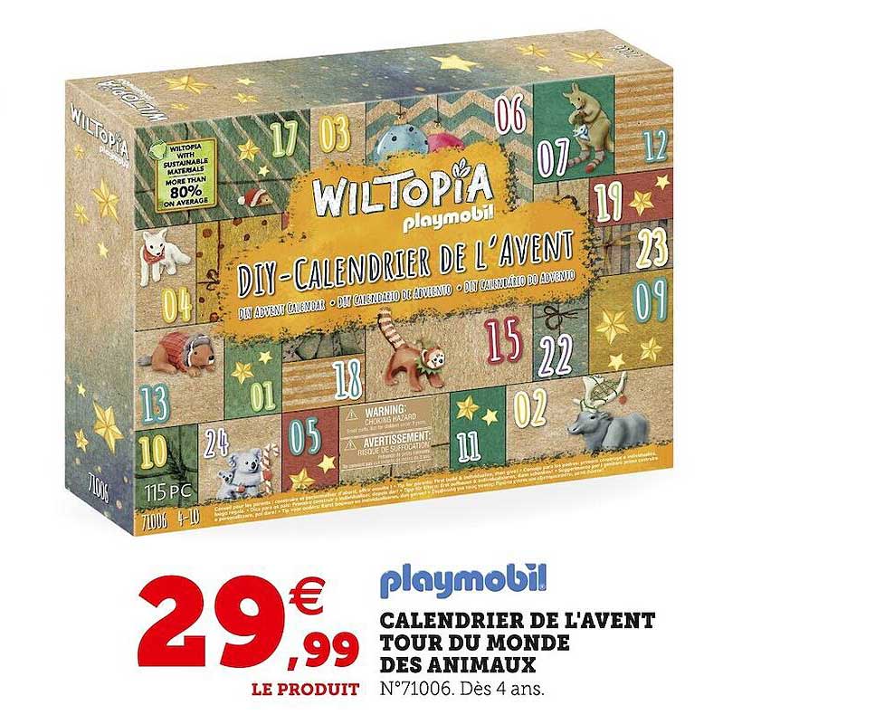 calendrier de l'avent tour du monde des animaux playmobil