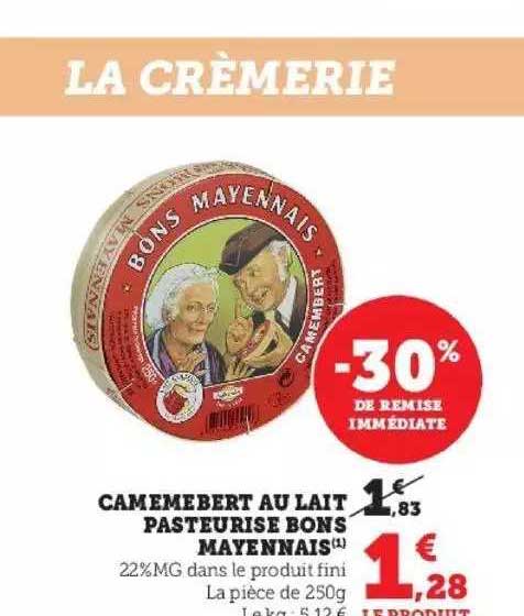 camembert au lait pasteurisé bons mayennais