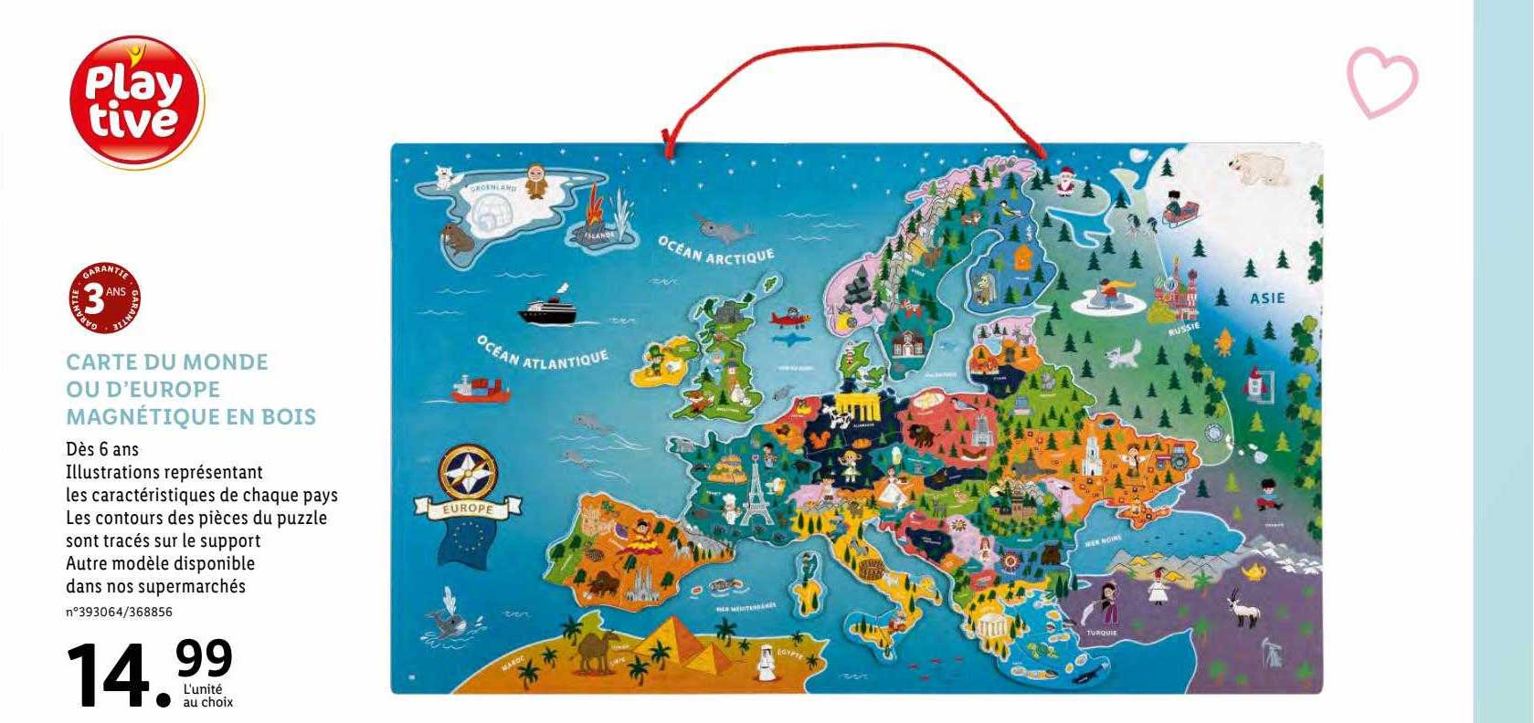 carte du monde ou d'Europe magnétique en bois