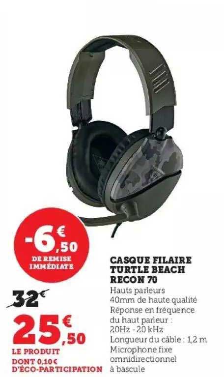 casque filaire turtle beach recon 70