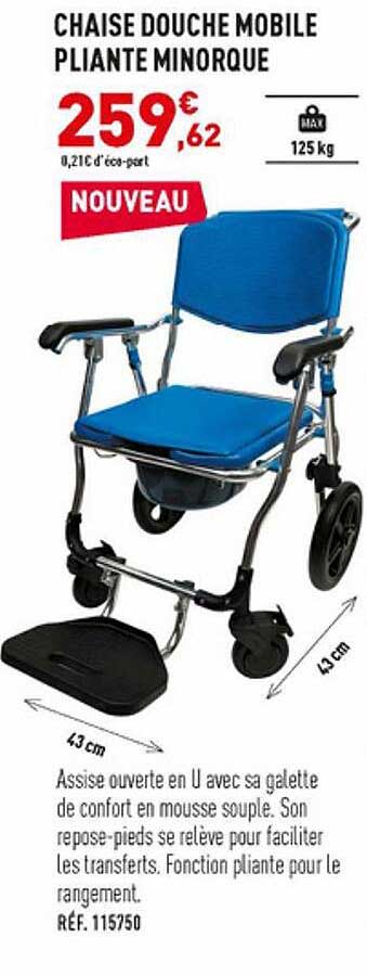 chaise douche mobile pliante minorque