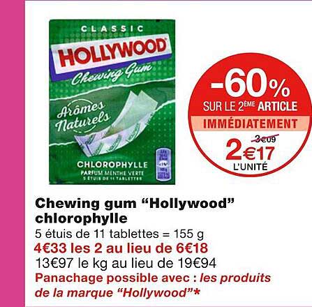 chewing gum hollywood chlorophylle