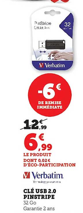 clé usb 2.0 pinstripe verbatim