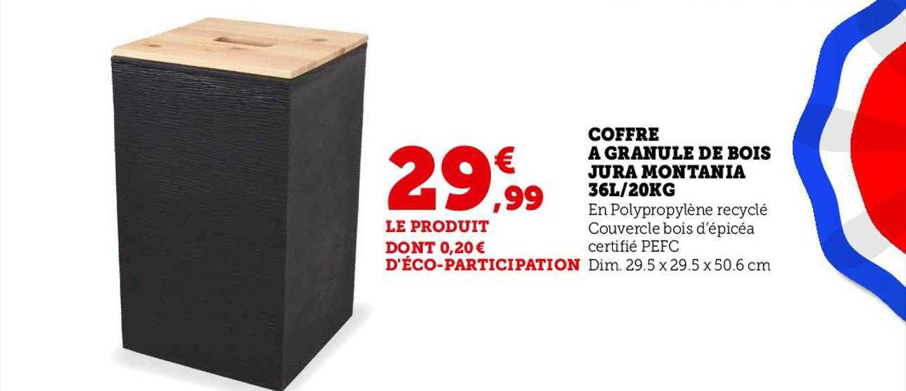 coffre à granule de bois jura montana 36l 20kg