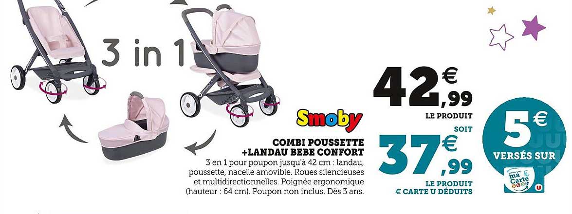 combi poussette + landau bébé confort smoby