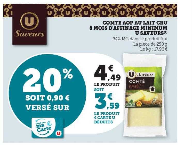 comté aop au lait cru 8 mois d'affinage âge minimum u saveurs