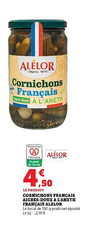 cornichons français aigres-doux à l'aneth français alélor