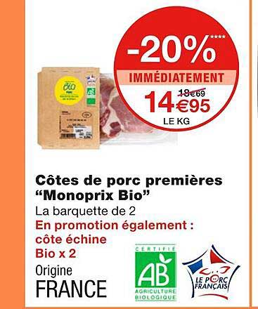 Côtes De Porc Premières "monoprix Bio"