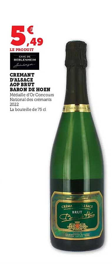 crémant d'alsace aop brut baron de hoen