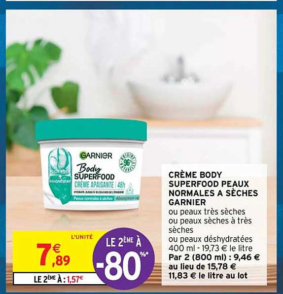 créme body superfood peaux normales a sèches garnier