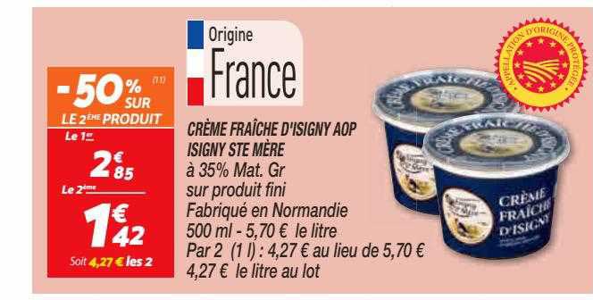 crème fraîche d'isigny aop isigny ste mère