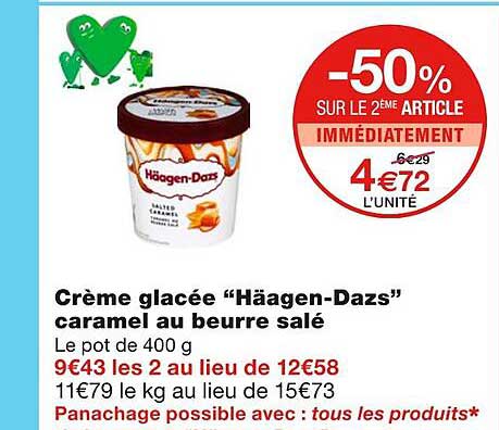 crème glacée "häagen-dazs" caramel au beurre salé