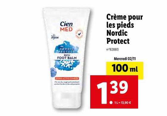 crème pour les pieds nordic protect cien med