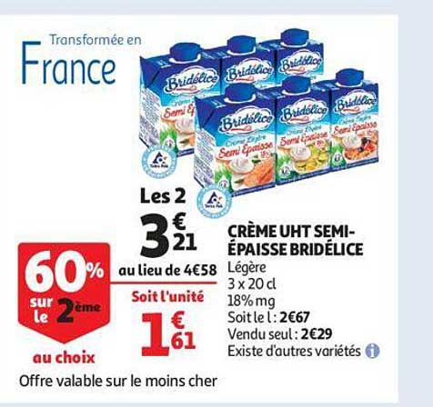 crème uht semi-épaisse bridélice