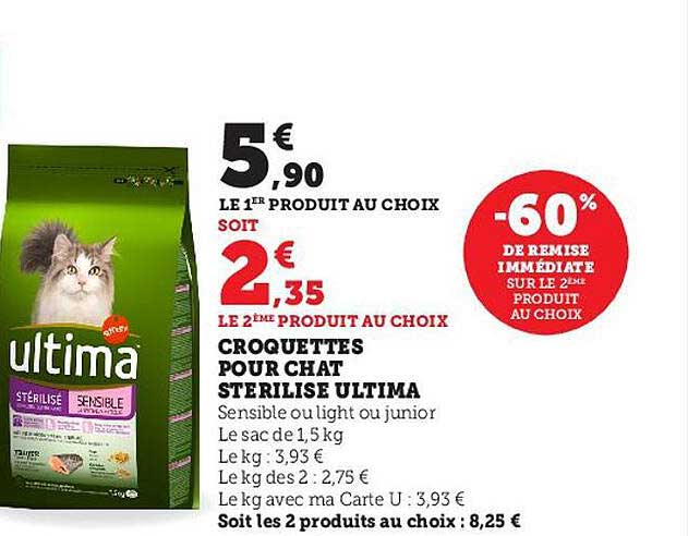 Croquettes Pour Chat Stérilisé Ultima -60% De Remise Immédiate