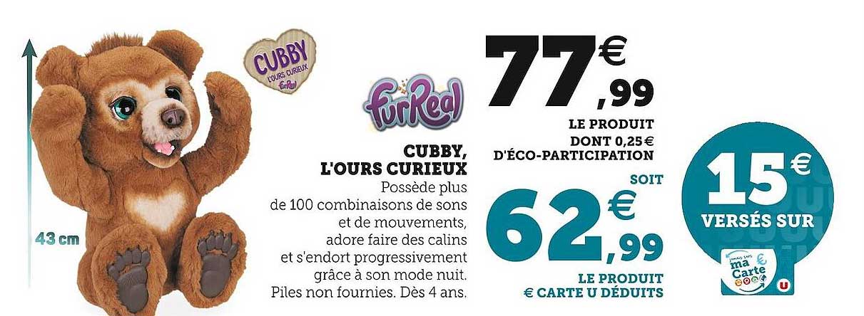 cubby, l'ours curieux furreal