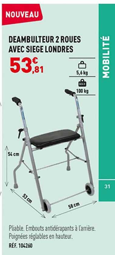 deambulteur 2 roues avec siège londres