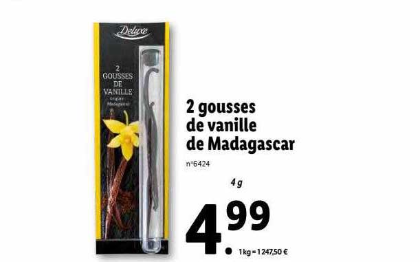 deluxe 2 gousses de vanille de madagascar