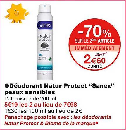déodorant natur protect "sanex" peaux sensibles