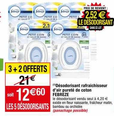 désodorisant rafraîchisseur d'air pureté de coton febreze