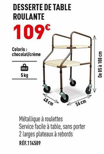 desserte de table roulante