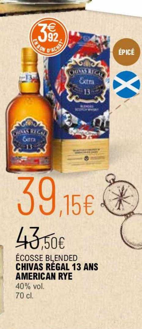 écosse blended chivas régal 13 ans américan rye 40% vol.