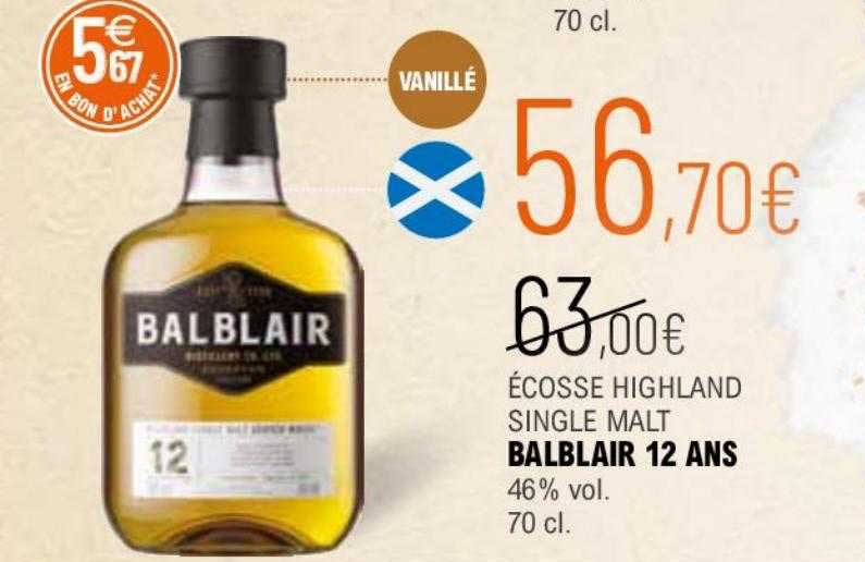 écosse highland single malt balblair 12 ans 46% vol.
