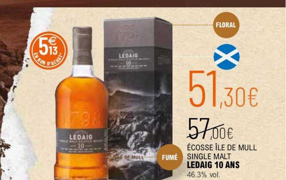 écosse île de mull single malt ledaig 10 ans 46.3% vol.