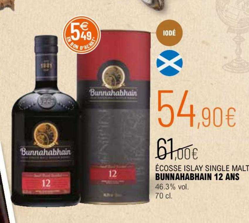 écosse islay single malt bunnahabhain 12 ans 46.3% vol.