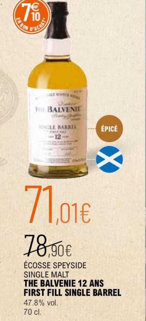 écosse speyside single malt the balvenie 12 ans first fill single barrel 47.8% vol.