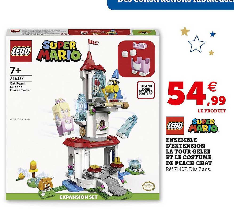 ensemble d'extension la tour gelée et le costume de peach chat lego super mario