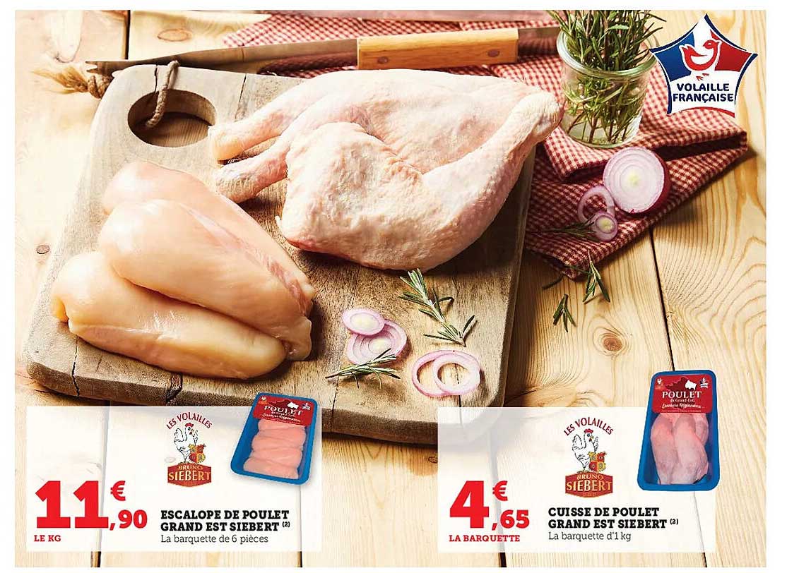 escalope de poulet grand est siebert, cuisse de poulet grand est siebert