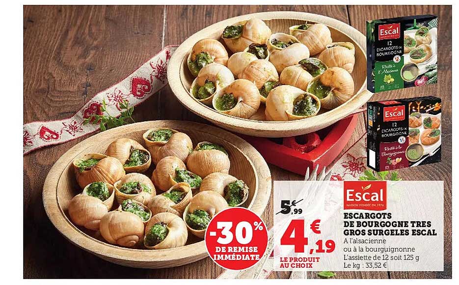 escargots de bourgogne très gros surgelés escal