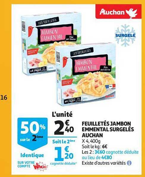 Feuilletés Jambon Emmental Surgelés Auchan