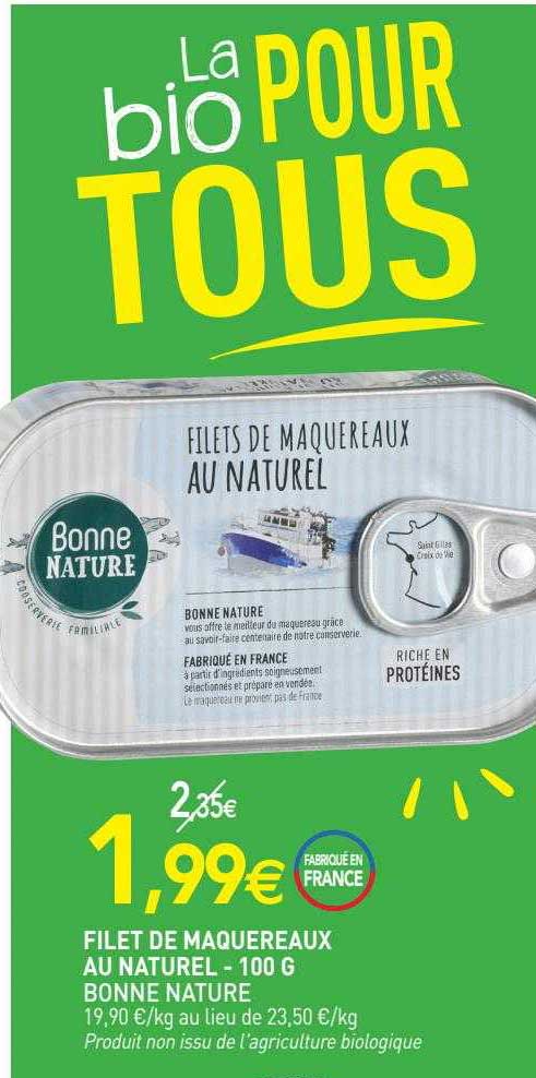 filet de maquereaux au naturel bonne nature