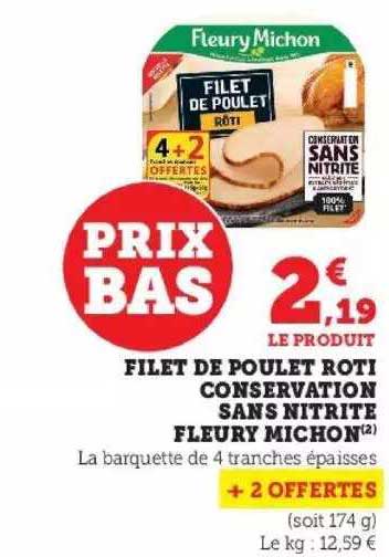 filet de poulet rôti conservation sans nitrite fleury michon