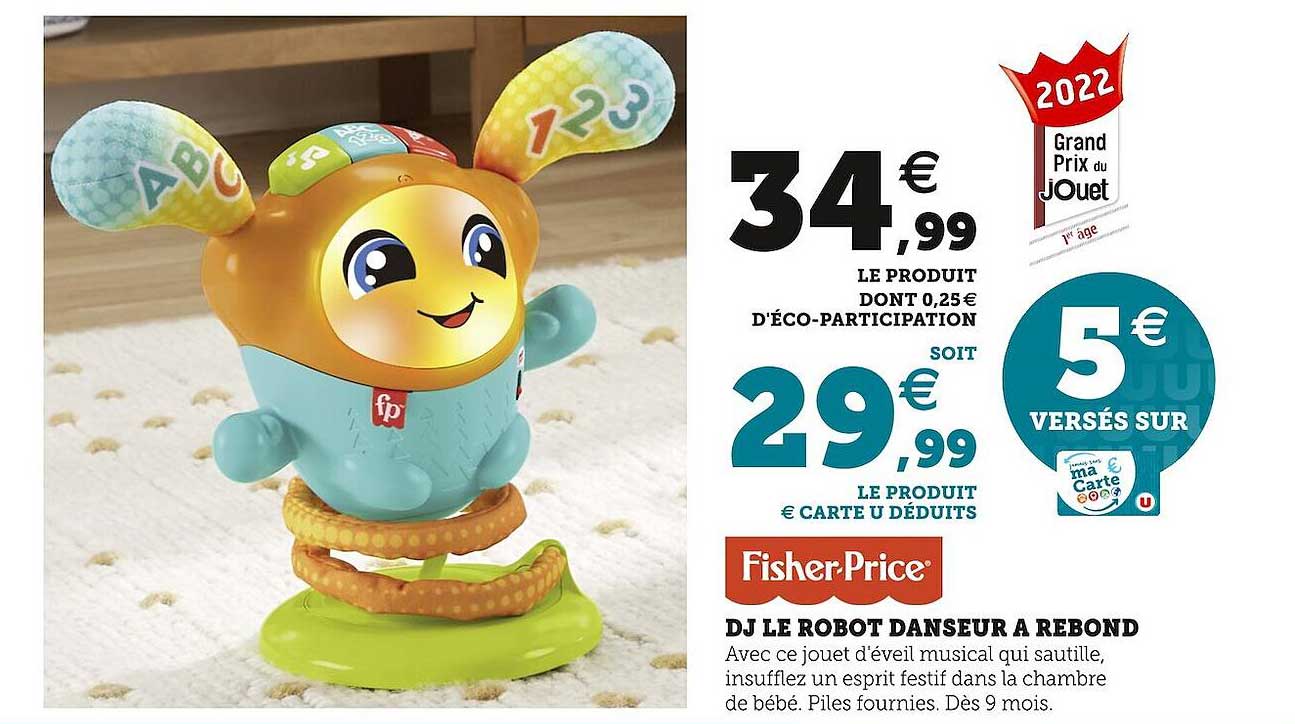 fisher-price dj le robot danseur à rebond