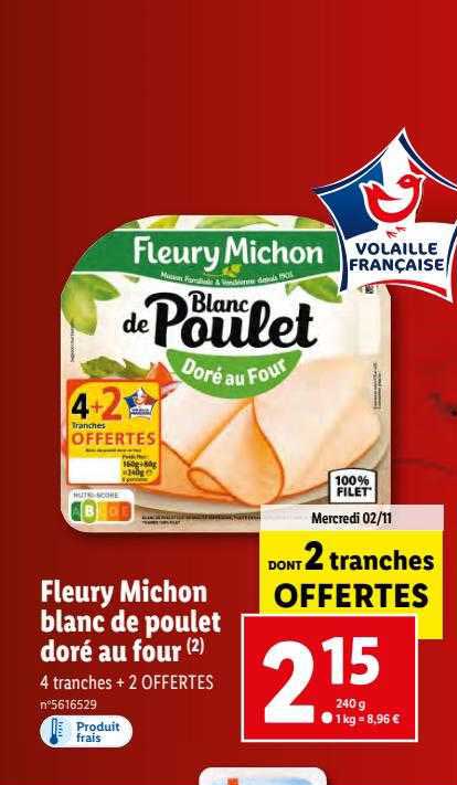 fleury michon blanc de poulet doré au four