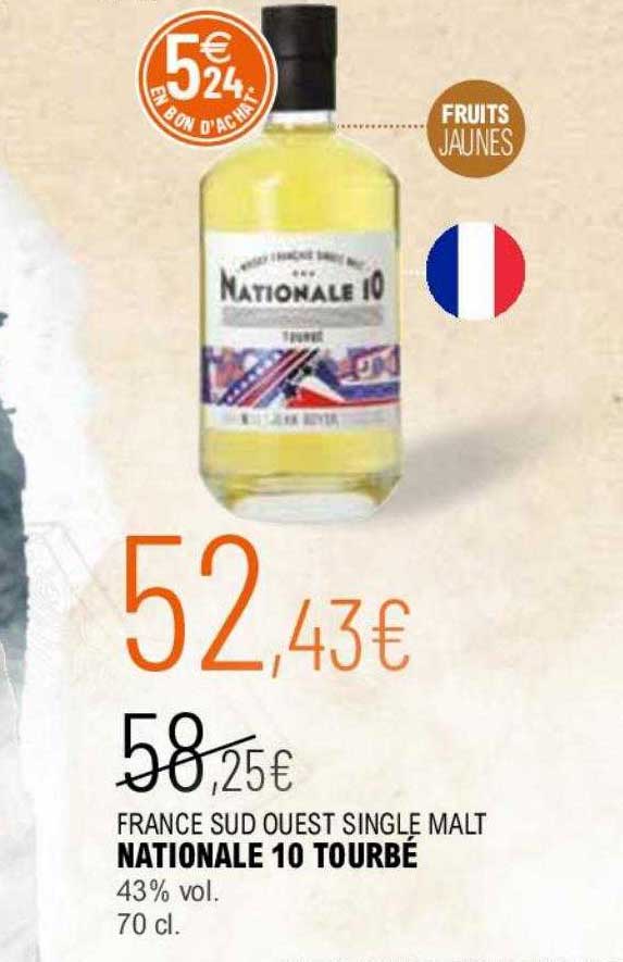 france sud ouest single malt nationale 10 tourbe 43% vol.