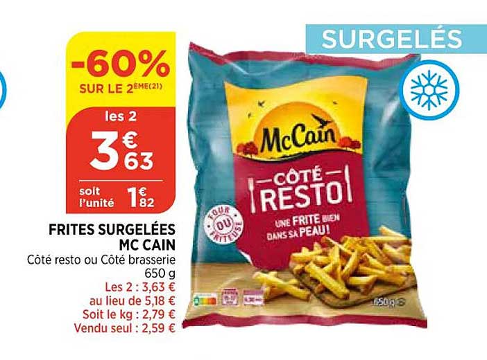 frites surgelées mc cain