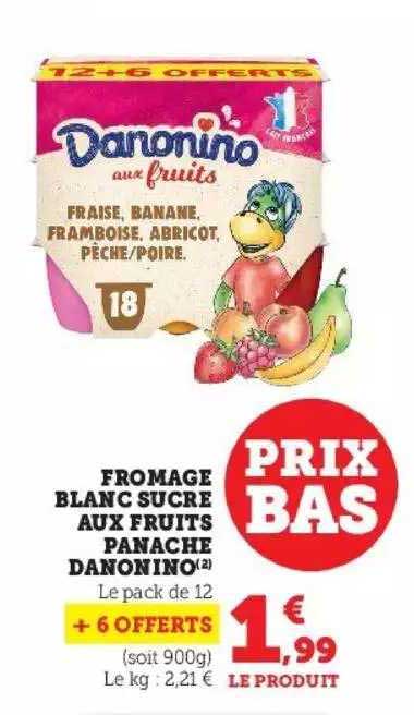Fromage Blanc Sucré Aux Fruits Panaché Danonino