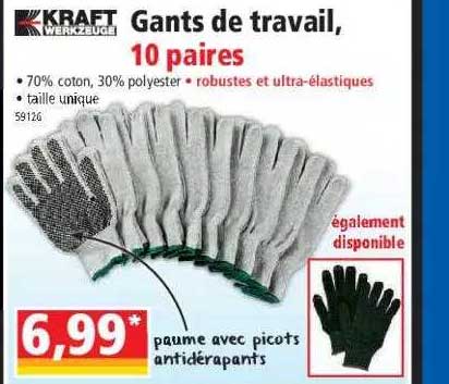 gants de travail, 10 paires kraft werkzeuge