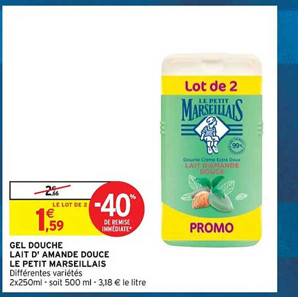 gel douche lait d'amande douce le petit marseillais