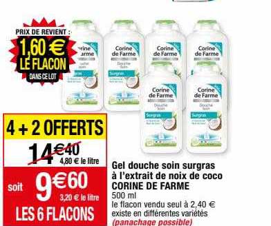Gel Douche Soin Surgras à L'extrait De Noix De Coco Corine De Farme