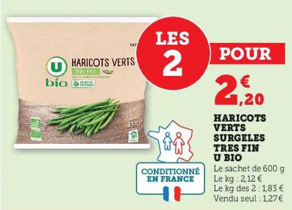haricots verts surgelés très fin u bio